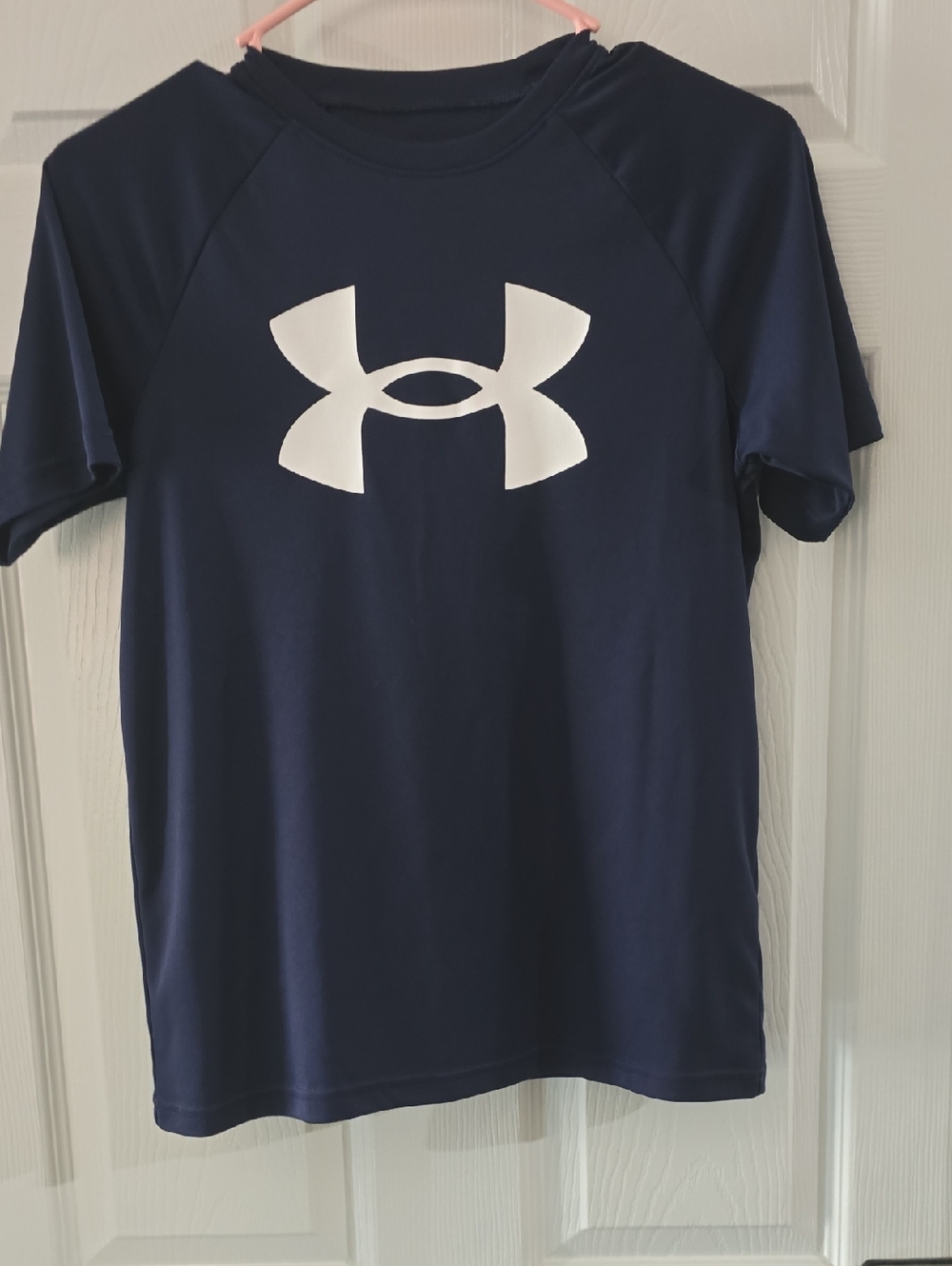 Under Armour Bundle  Navy Blue Tee with White Logo, LIME Long Sleeve Upf Shirt